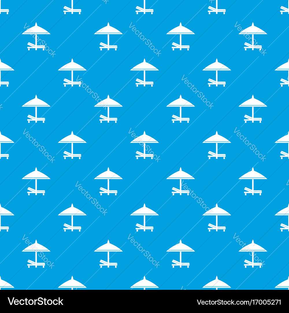 Bench and umbrella pattern seamless blue Vector Image