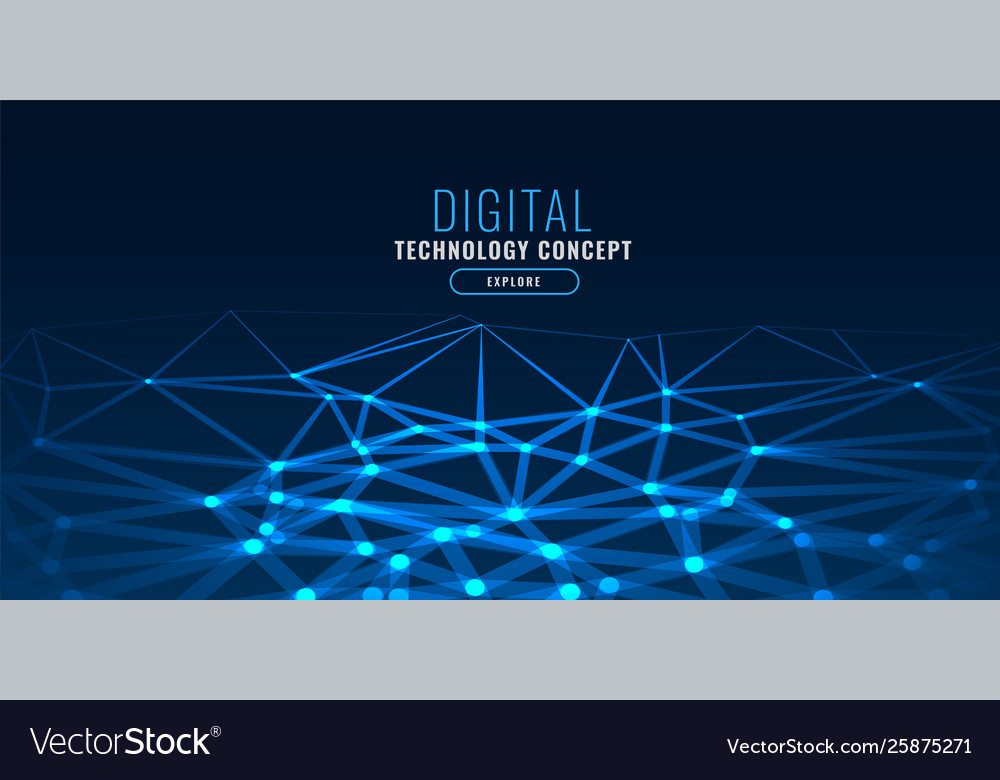 Blue technology style low poly glows background Vector Image