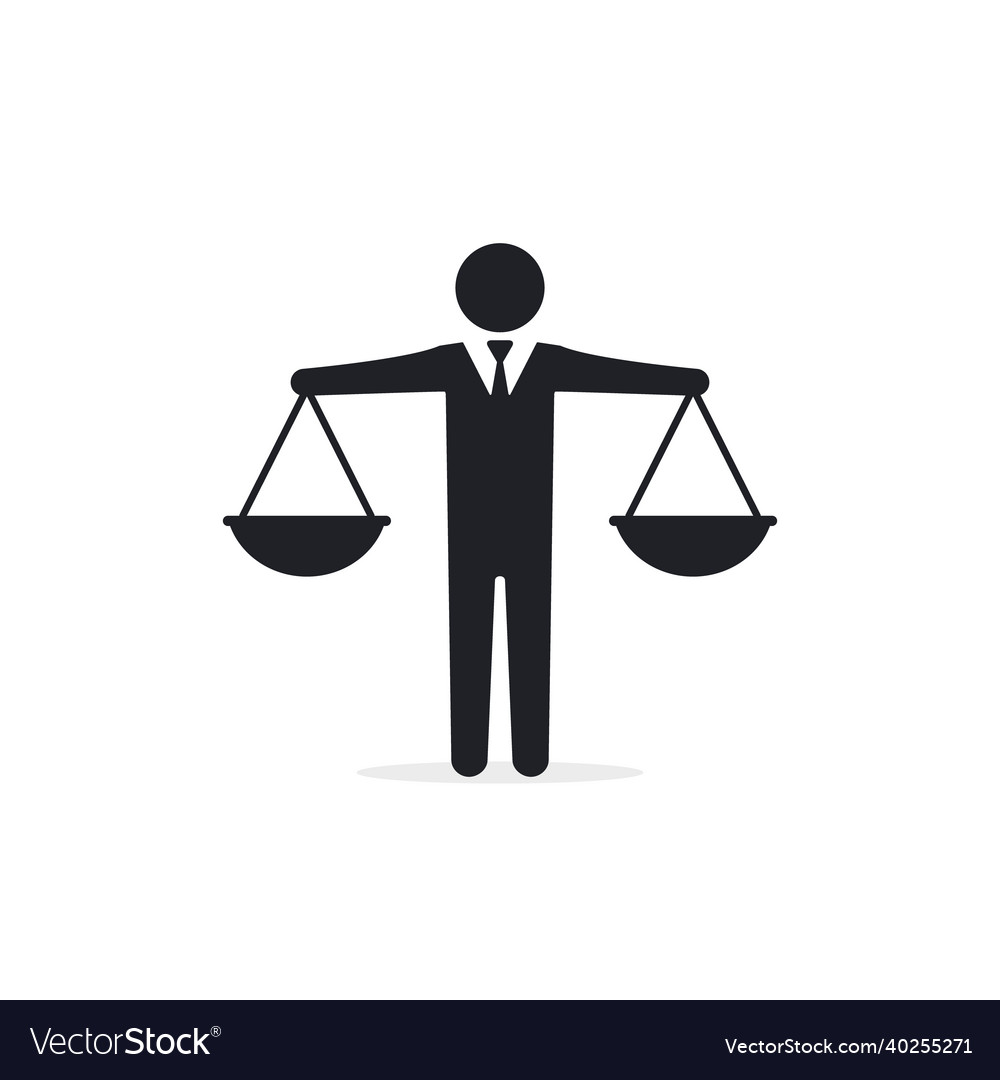 Businessman holding scales icon business concept