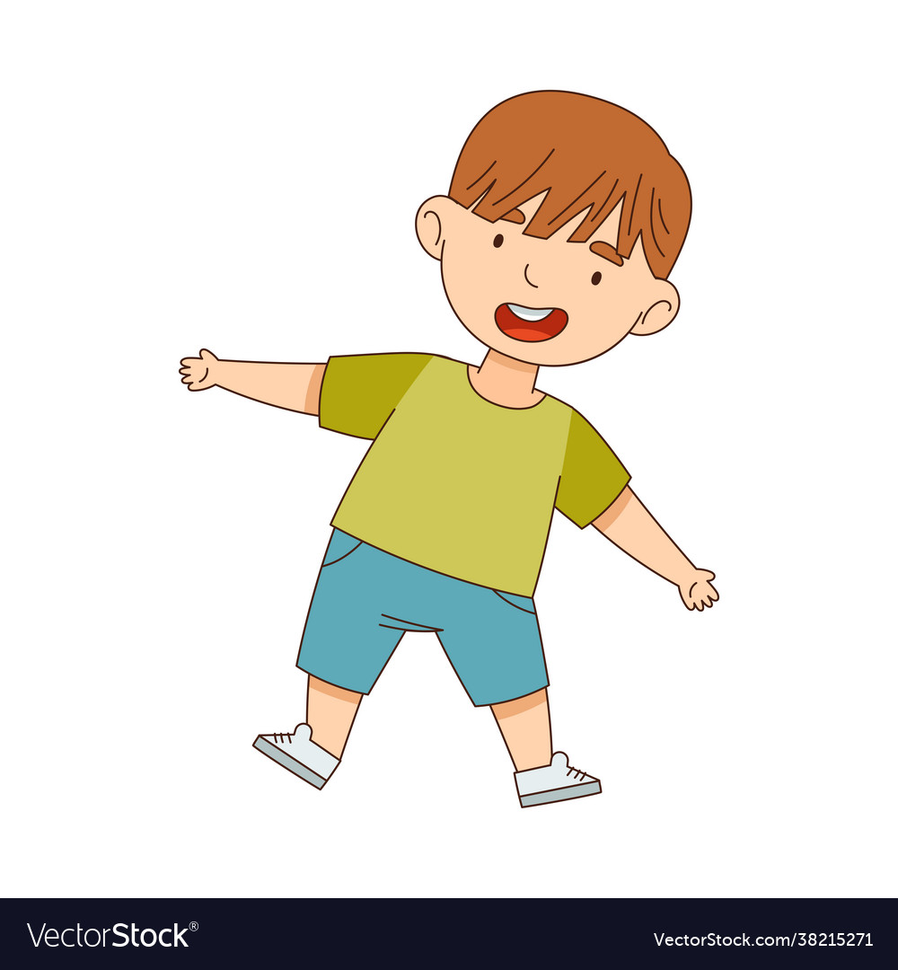 Cheerful boy standing with open arms for hug