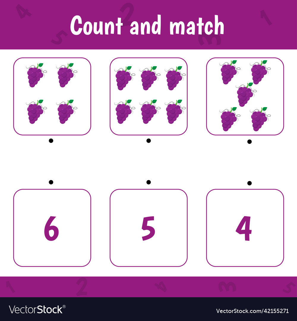 Count and match grape Royalty Free Vector Image