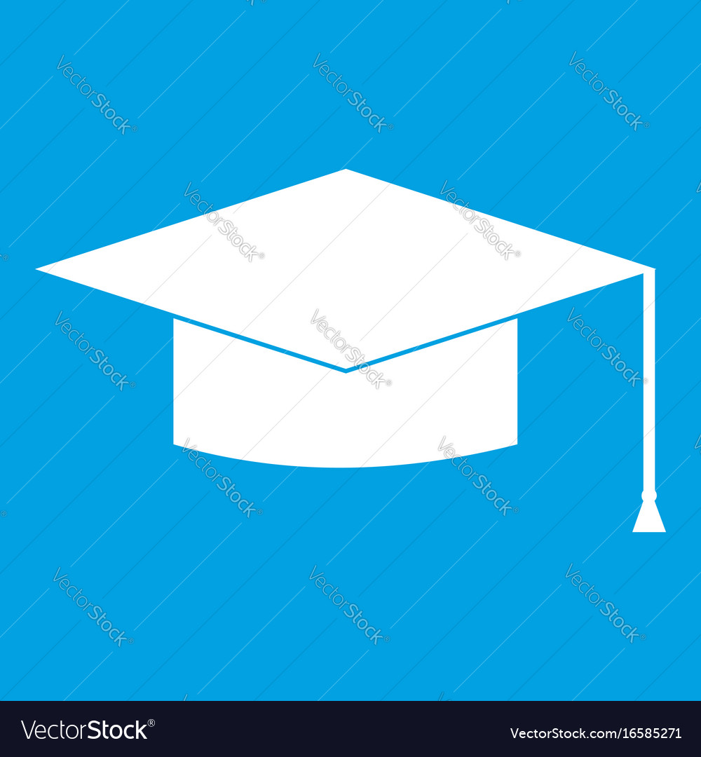 Graduation Cap Icon White Royalty Free Vector Image