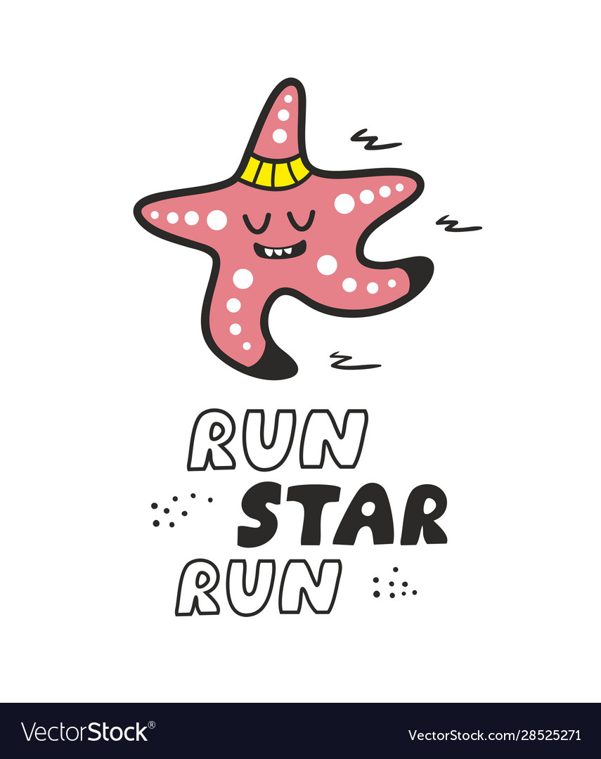 Sea star doing sport running scandinavian