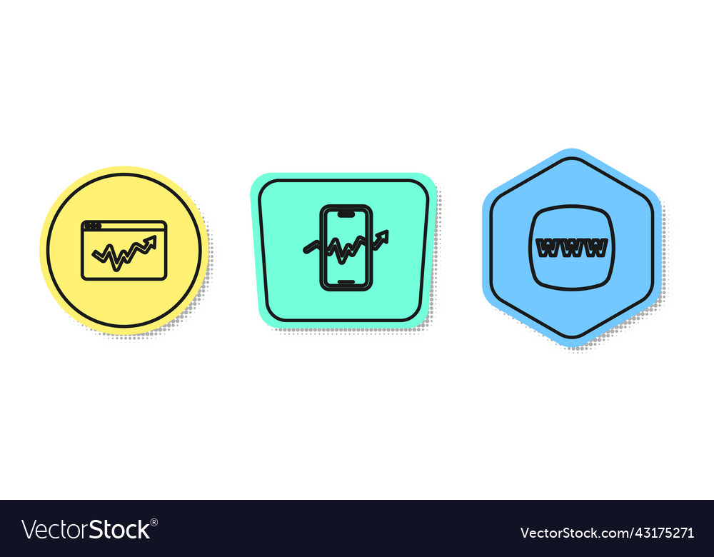 Set line graph chart infographic mobile stock vector image Set line graph chart infographic mobile stock