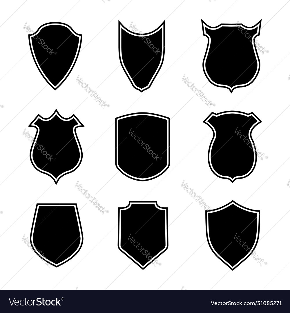 Shield Shapes Crest And Badge Security Set Of Vector Image