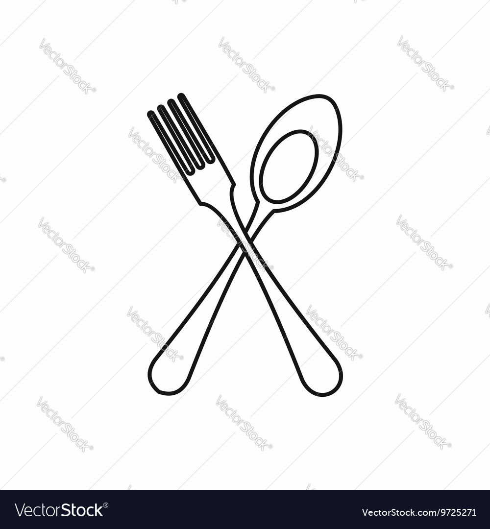 Spoon and fork icon outline style