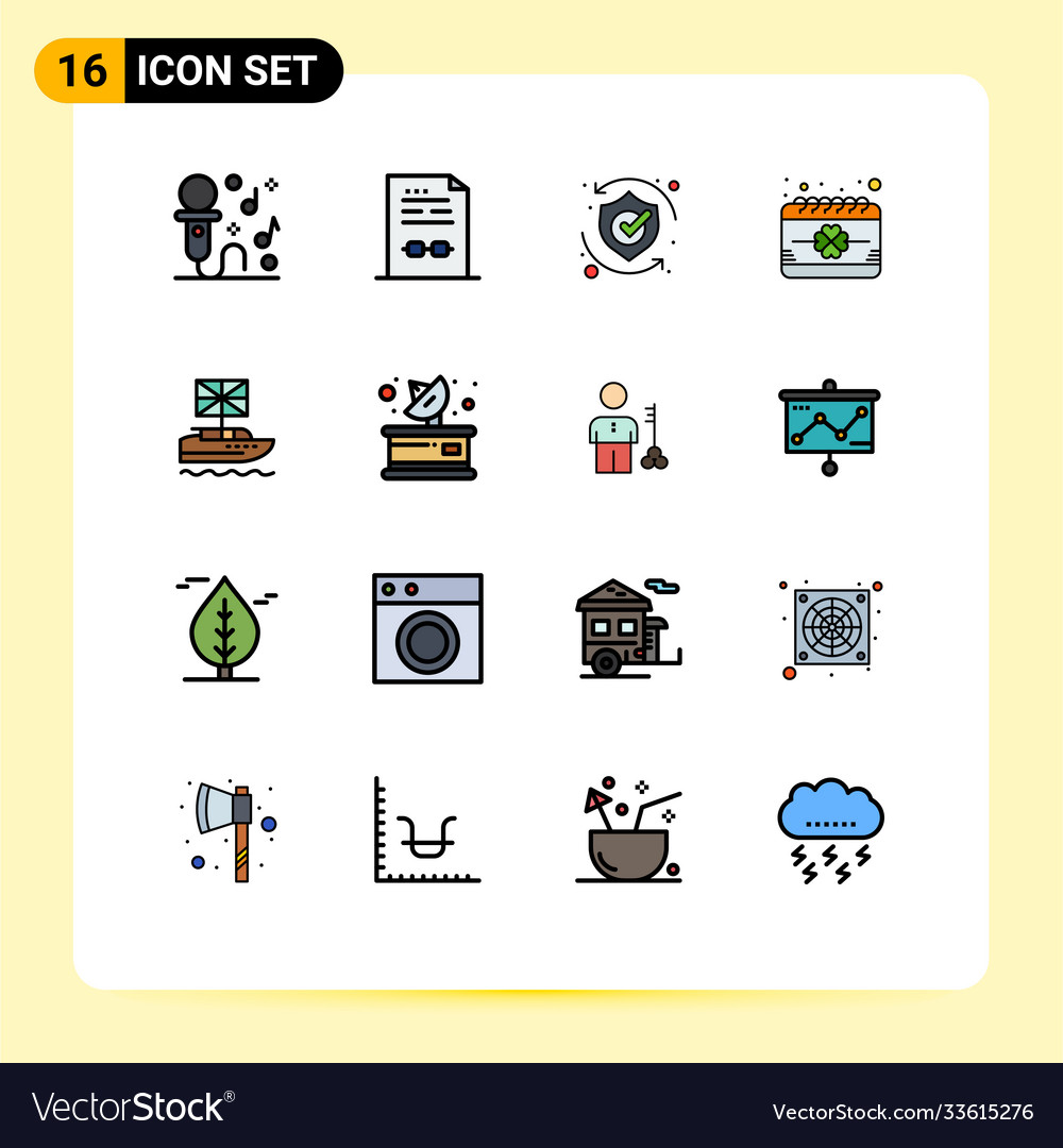 16 universal flat color filled lines set for web