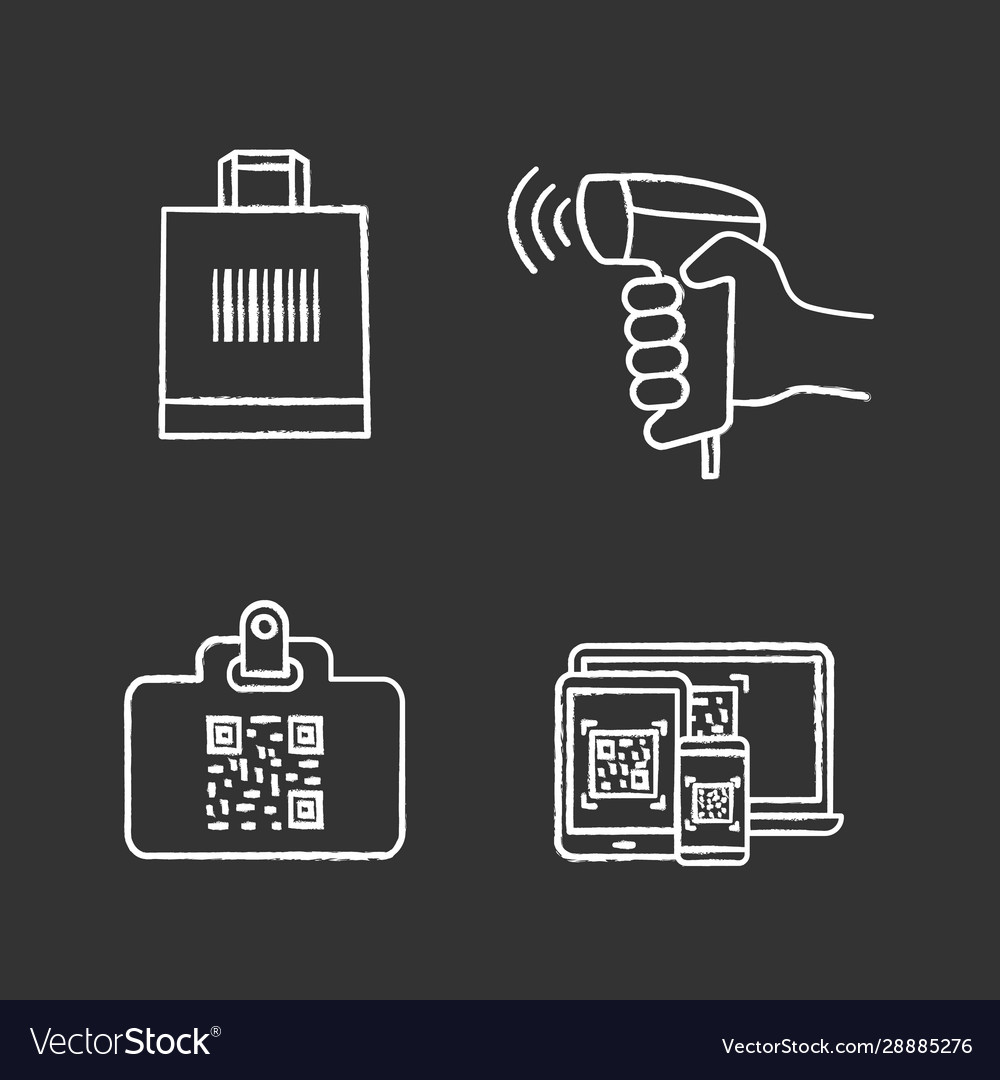 Barcodes chalk icons set