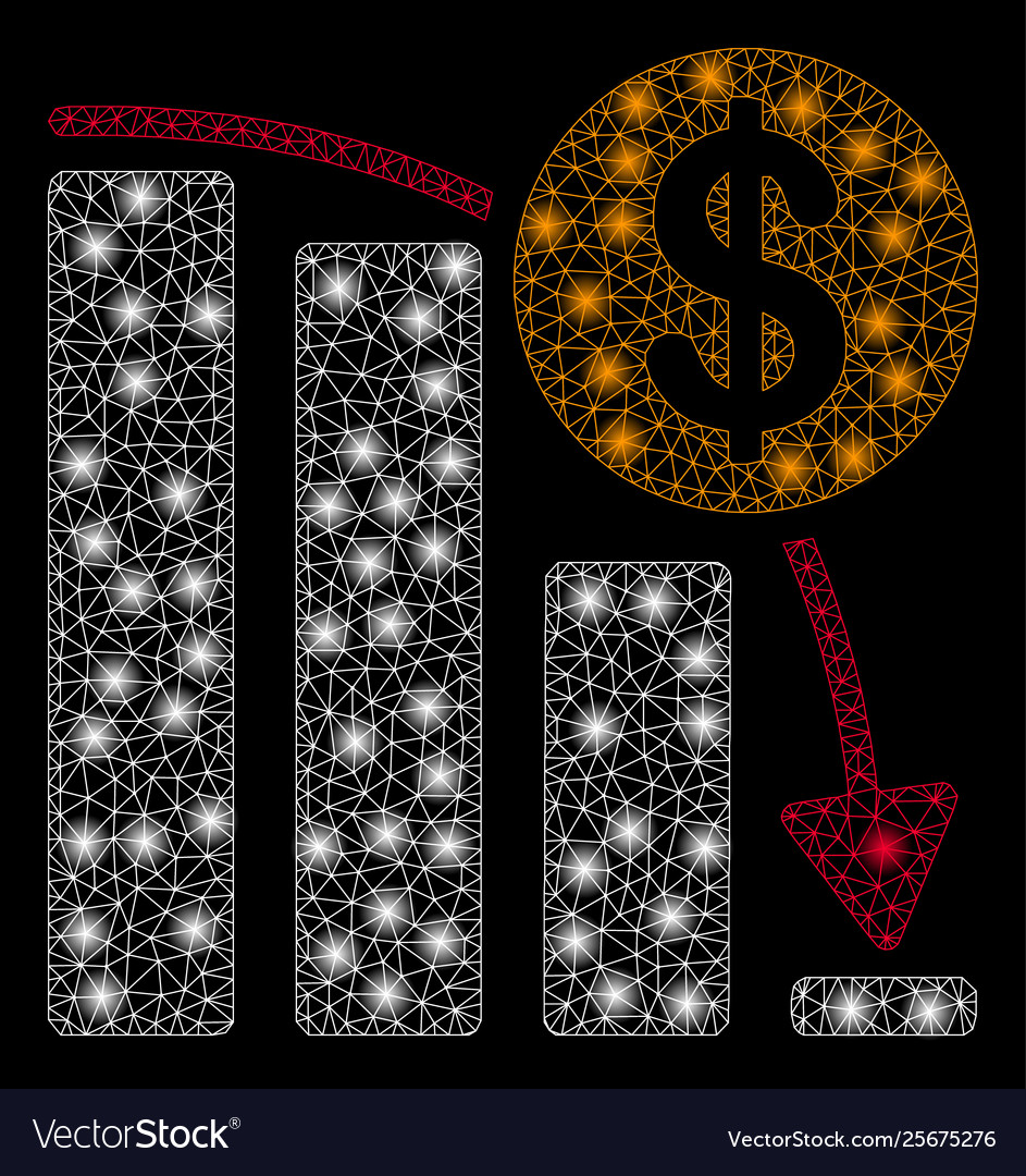 Bright mesh network bitcoin falling acceleration vector image Bright mesh network bitcoin falling acceleration