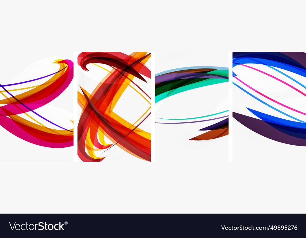 Colorful wave lines poster set for wallpaper Vector Image