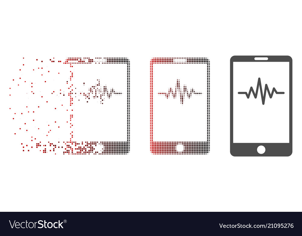 Disintegrating pixel halftone mobile signal graph vector image Disintegrating pixel halftone mobile signal graph