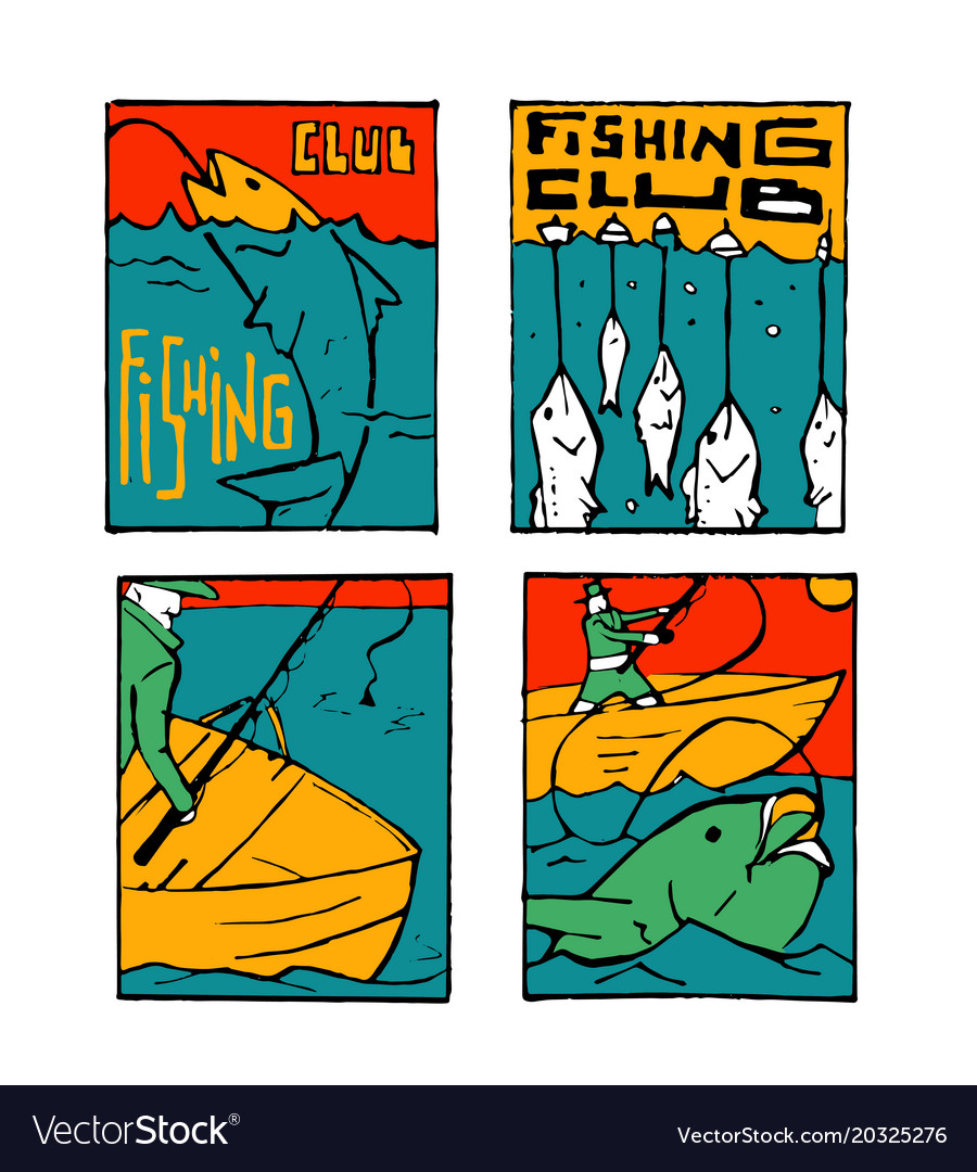 Fishing poster set Royalty Free Vector Image - VectorStock