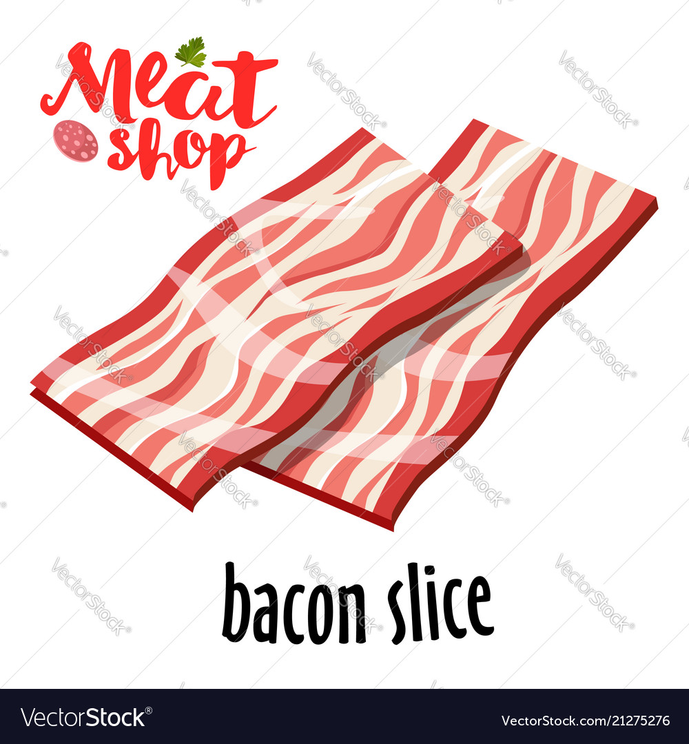 Fresh sliced bacon on white background