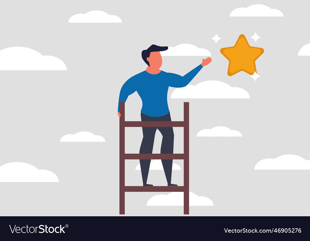 Ladder of opportunity and success a man stands on Vector Image