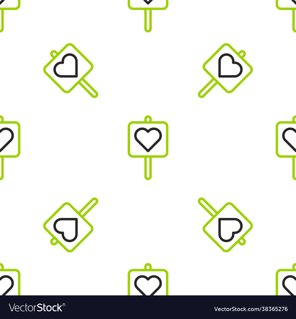 Line map pointer with heart icon isolated seamless vector image Line map pointer with heart icon isolated seamless
