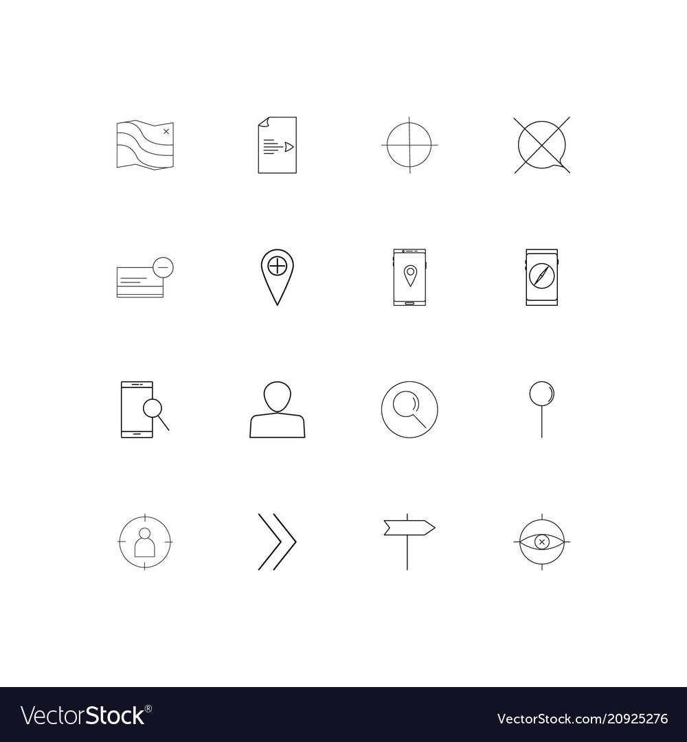 Maps and navigation linear thin icons set