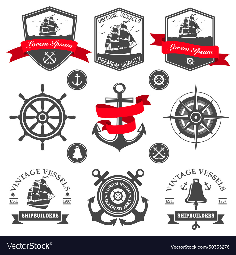 Nautical Set 4 Royalty Free Vector Image - Vectorstock