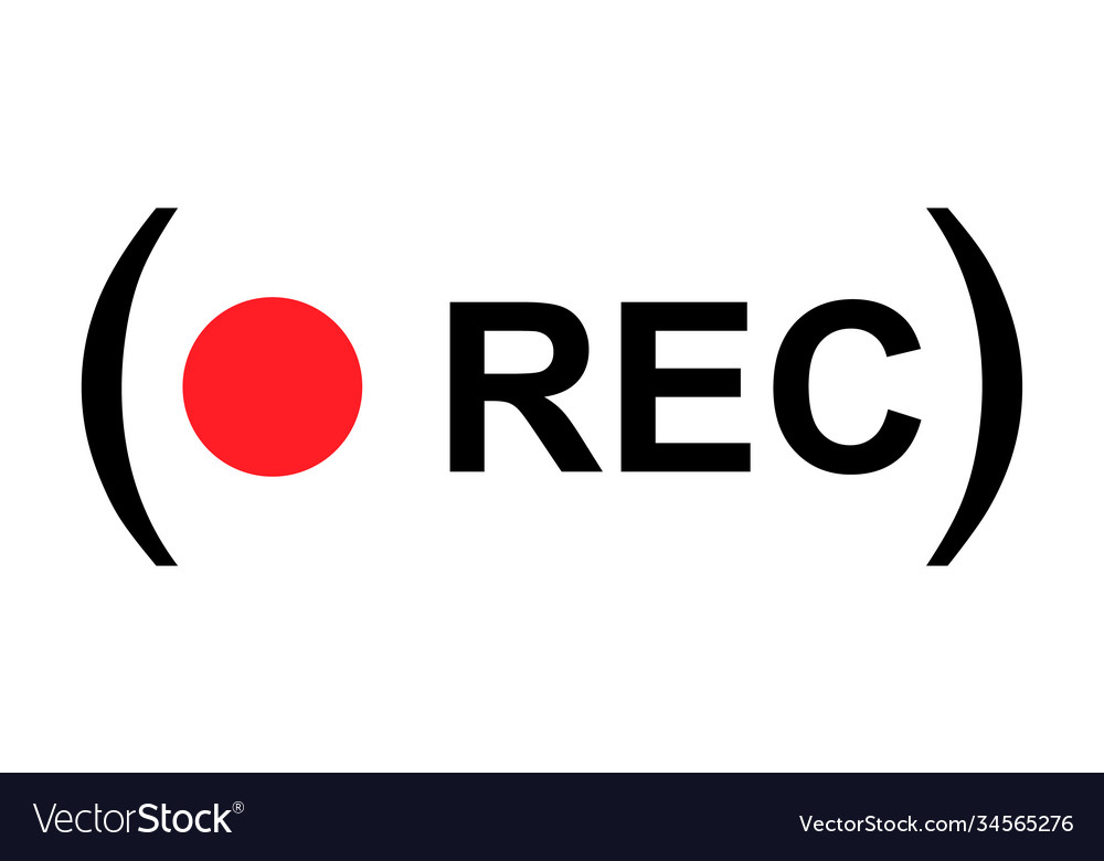 Recording sign button red app panel rec symbol vector image Recording sign button red app panel rec symbol