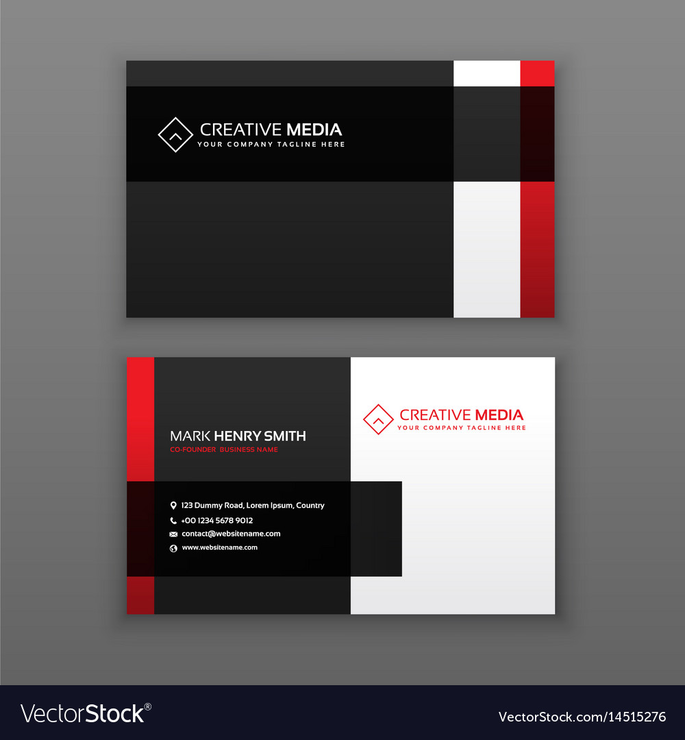 red and black professional business card design vector image red business card design