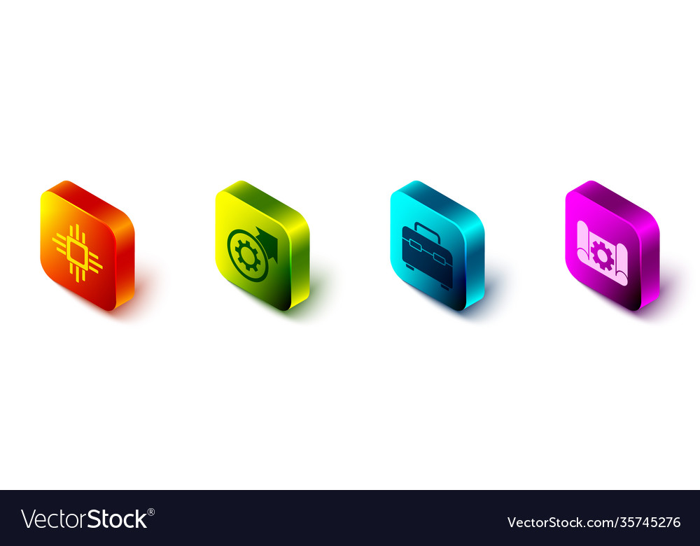 Set isometric processor with microcircuits cpu vector image Set isometric processor with microcircuits cpu