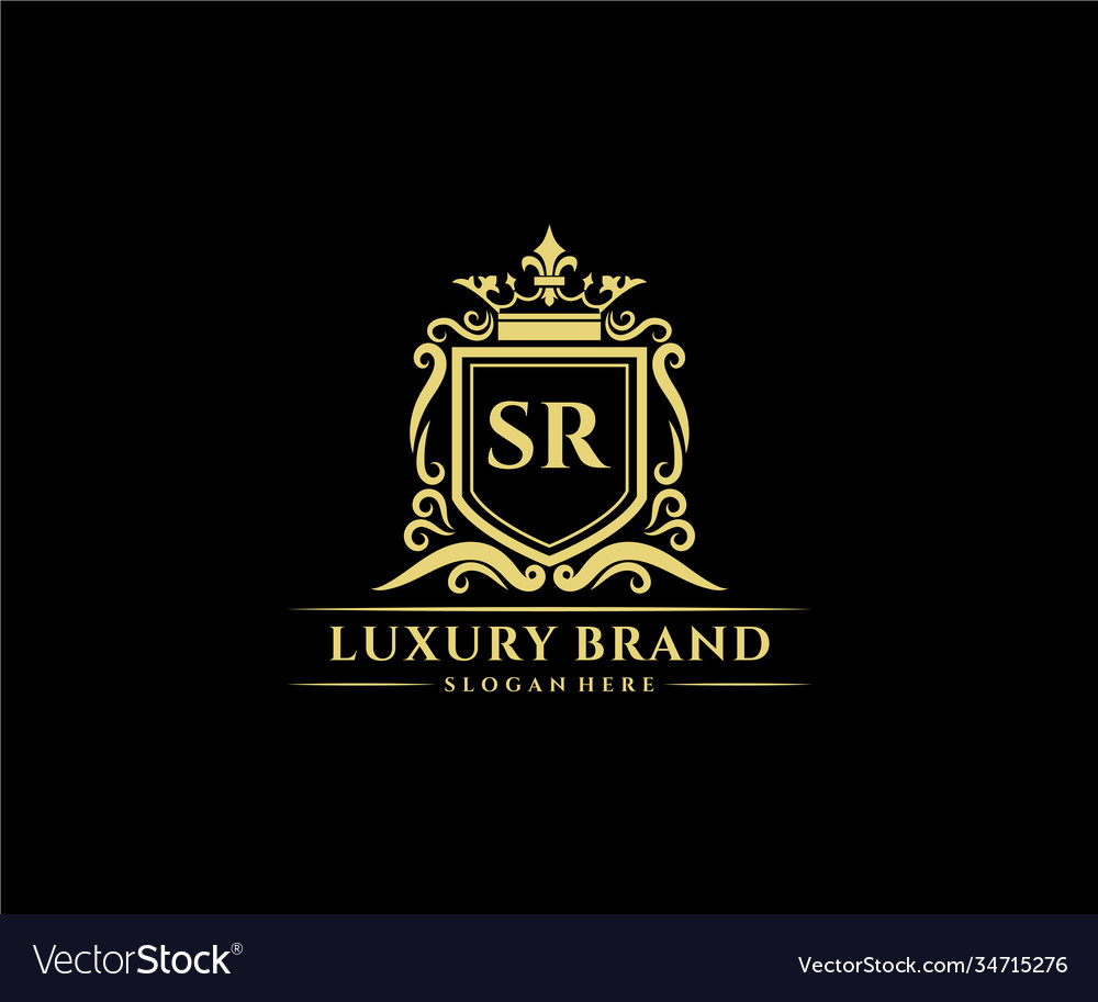 Sr initial letter gold calligraphic feminine Vector Image