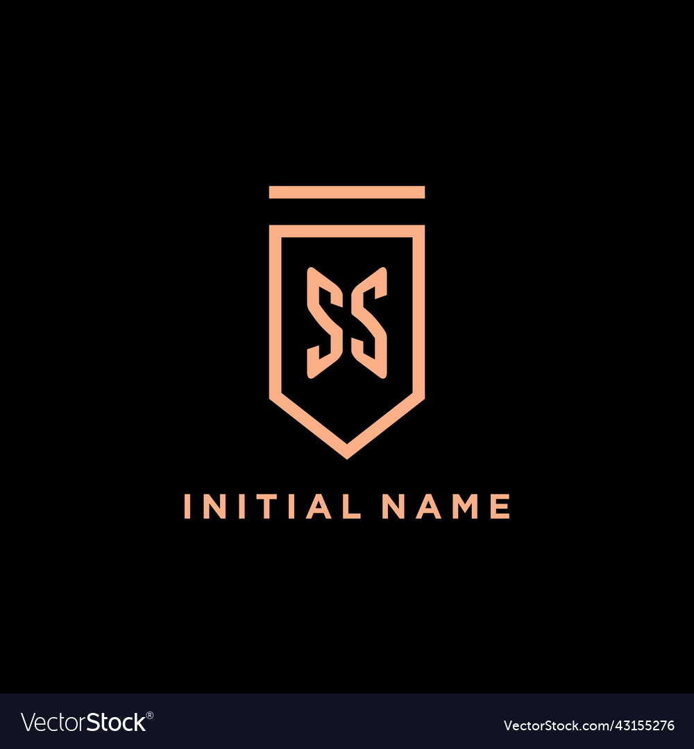 Ss monogram initial with shield logo design icon