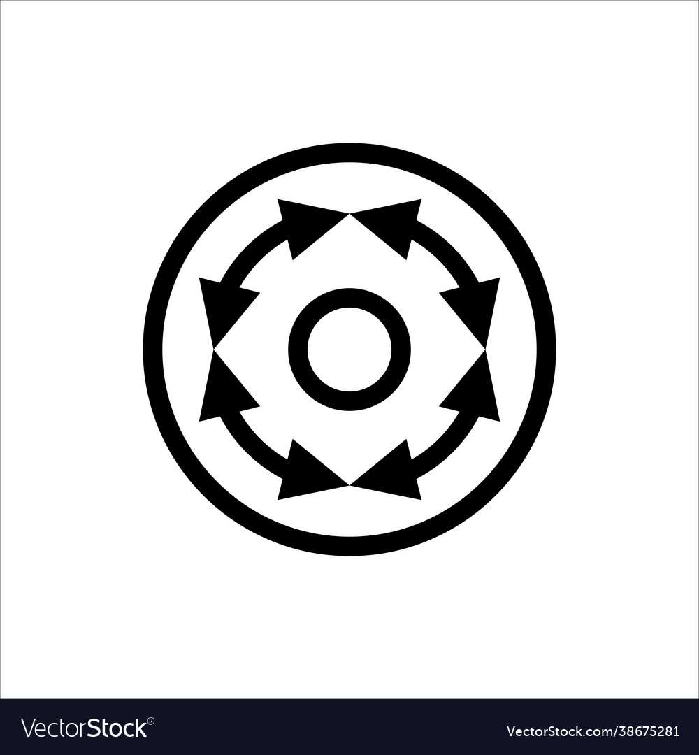 An icon with multidirectional arrows in a circle