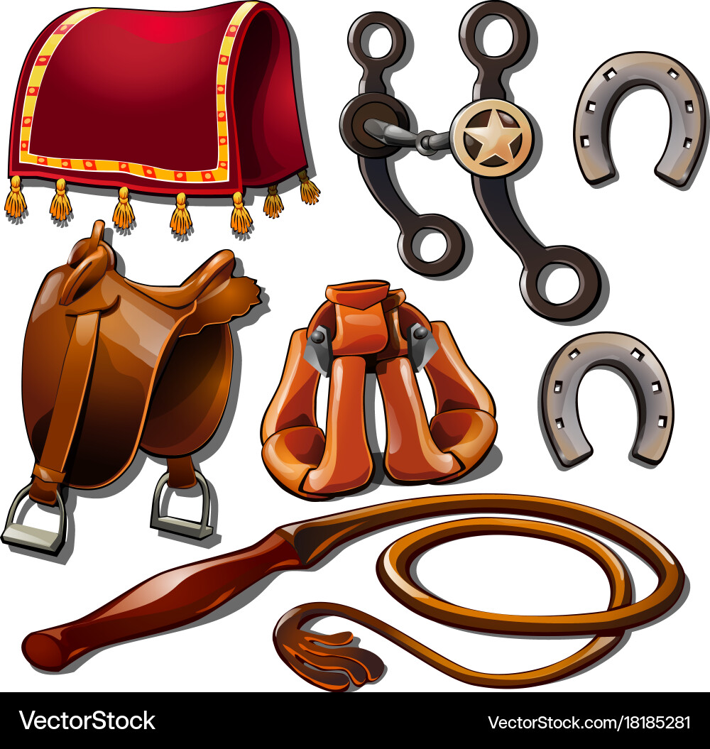 Attributes cowboy and horse accessories Royalty Free Vector