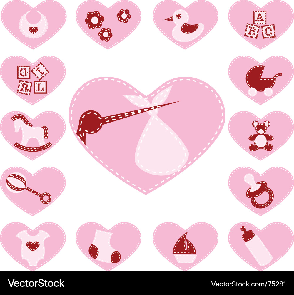 Baby girl buttons Royalty Free Vector Image VectorStock