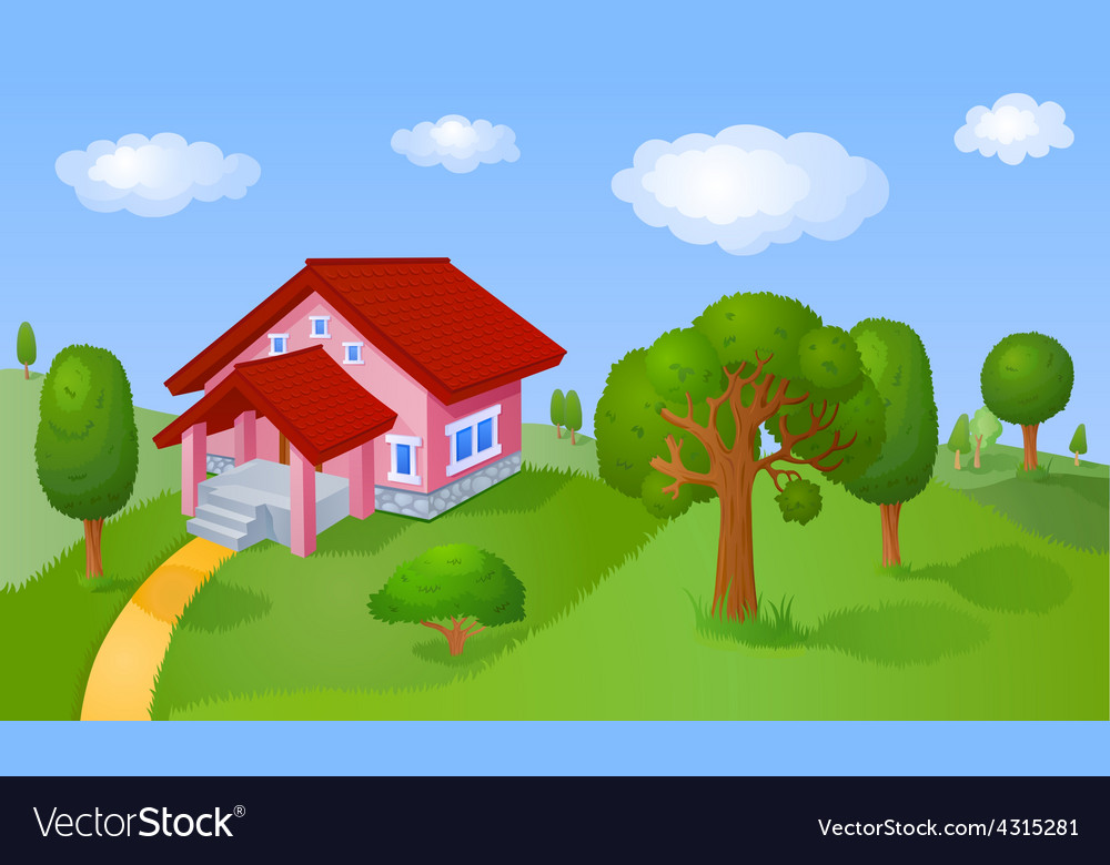 Cartoon Landscape Royalty Free Vector Image - Vectorstock