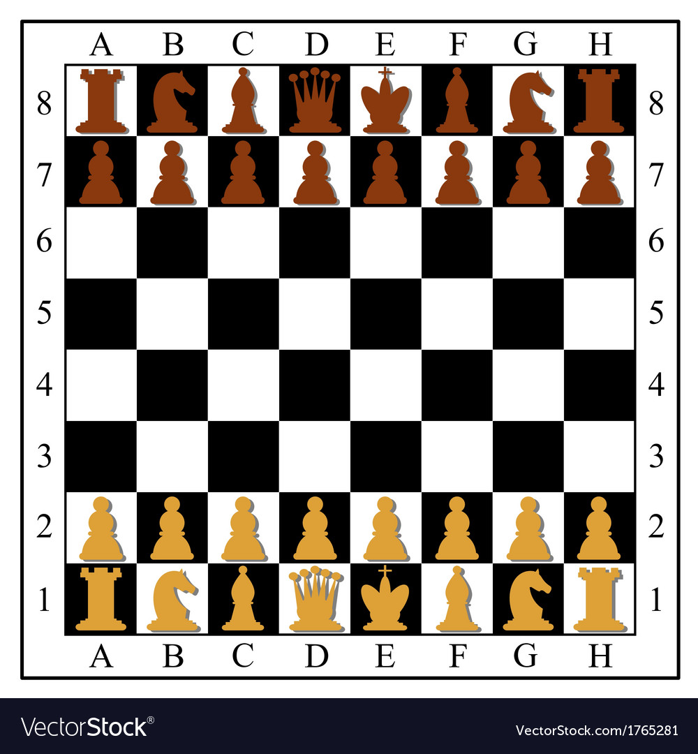 Chess board with pieces Royalty Free Vector Image