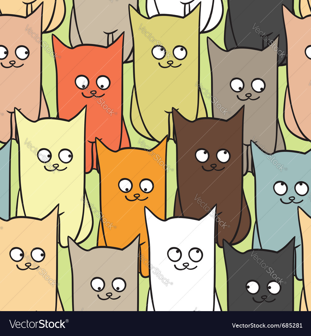 Colorful Cat Pattern - Seamless Repeat