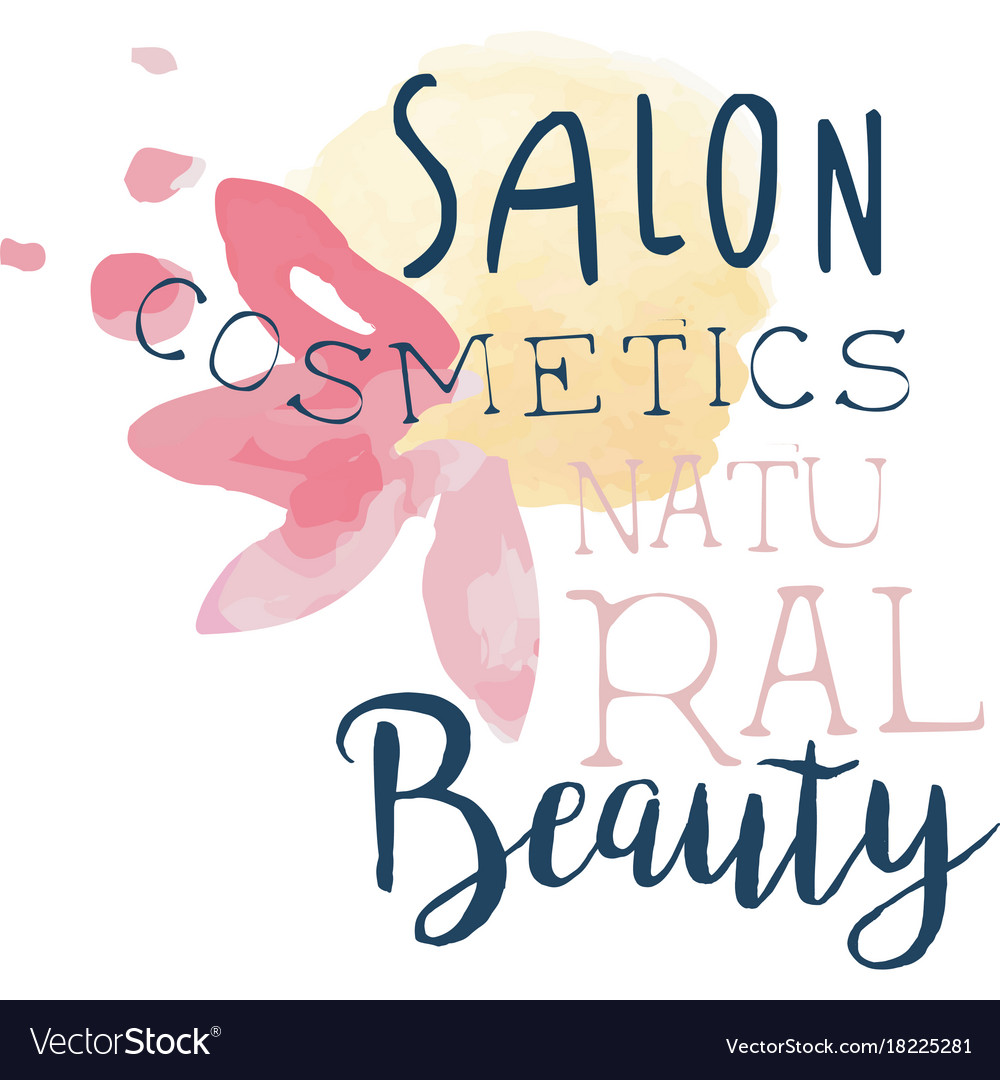 Cosmetic Salon Natural Beauty Logo Label For Vector Image