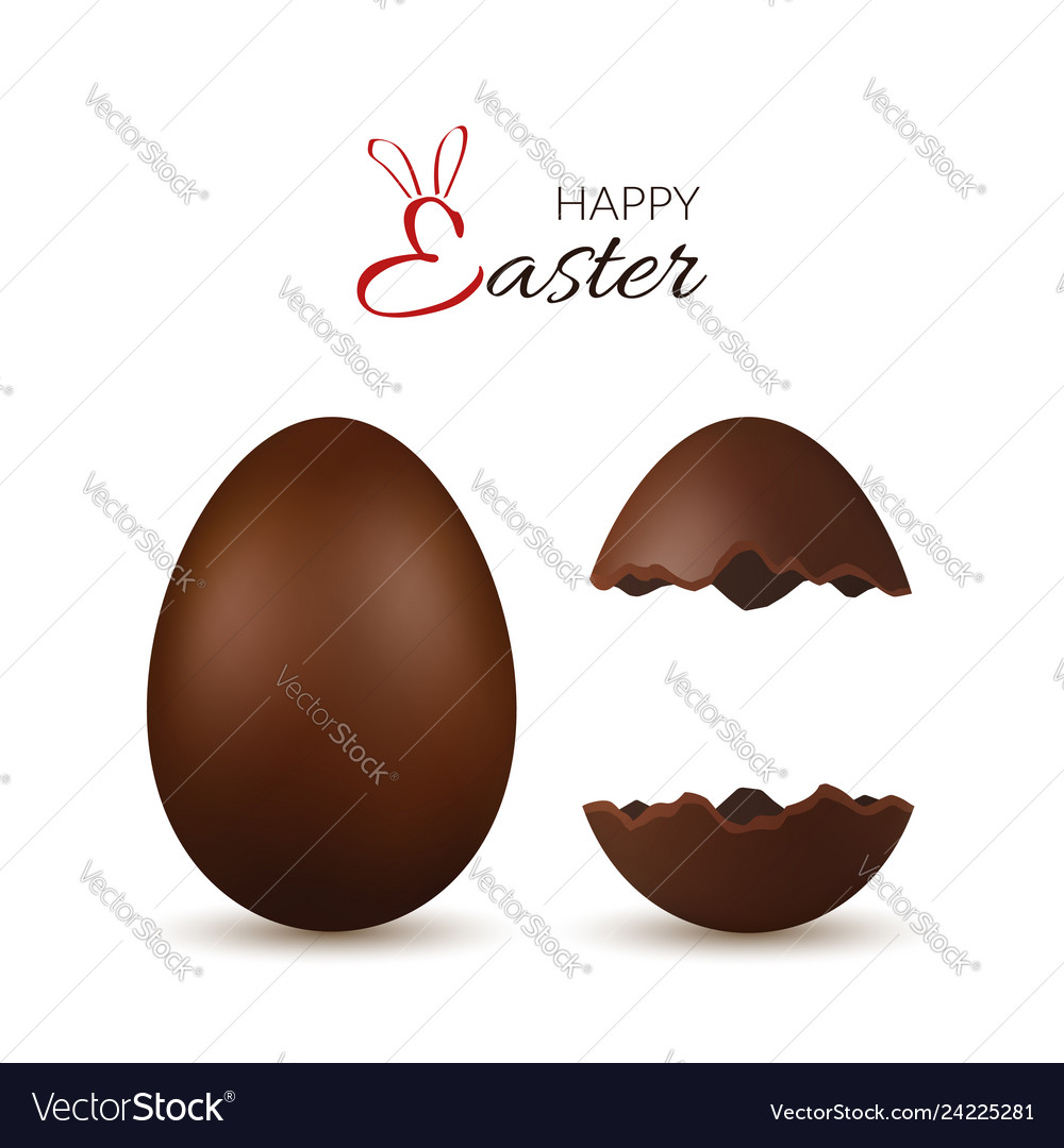 Easter broken egg 3d chocolate brown open Vector Image