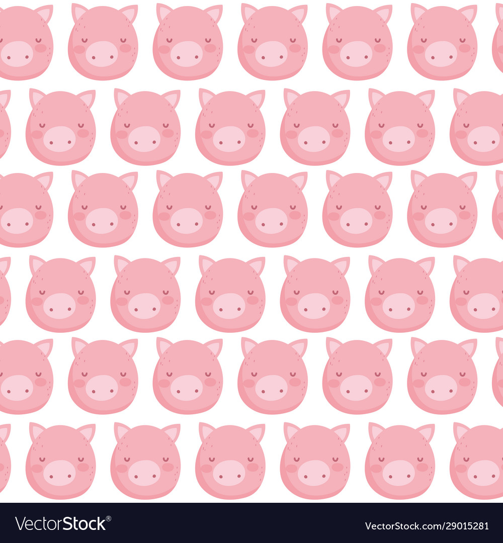 Farm pig faces decoration textile background Vector Image