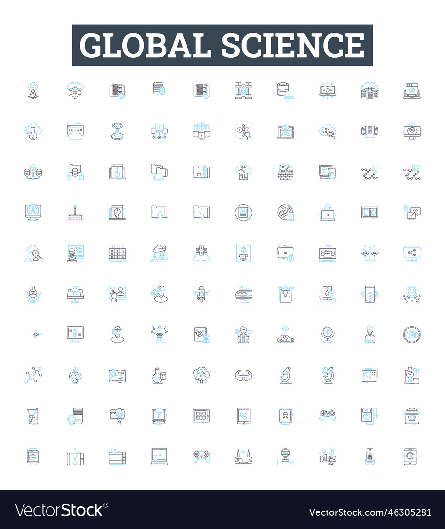 Global science line icons set vector image Global science line icons set