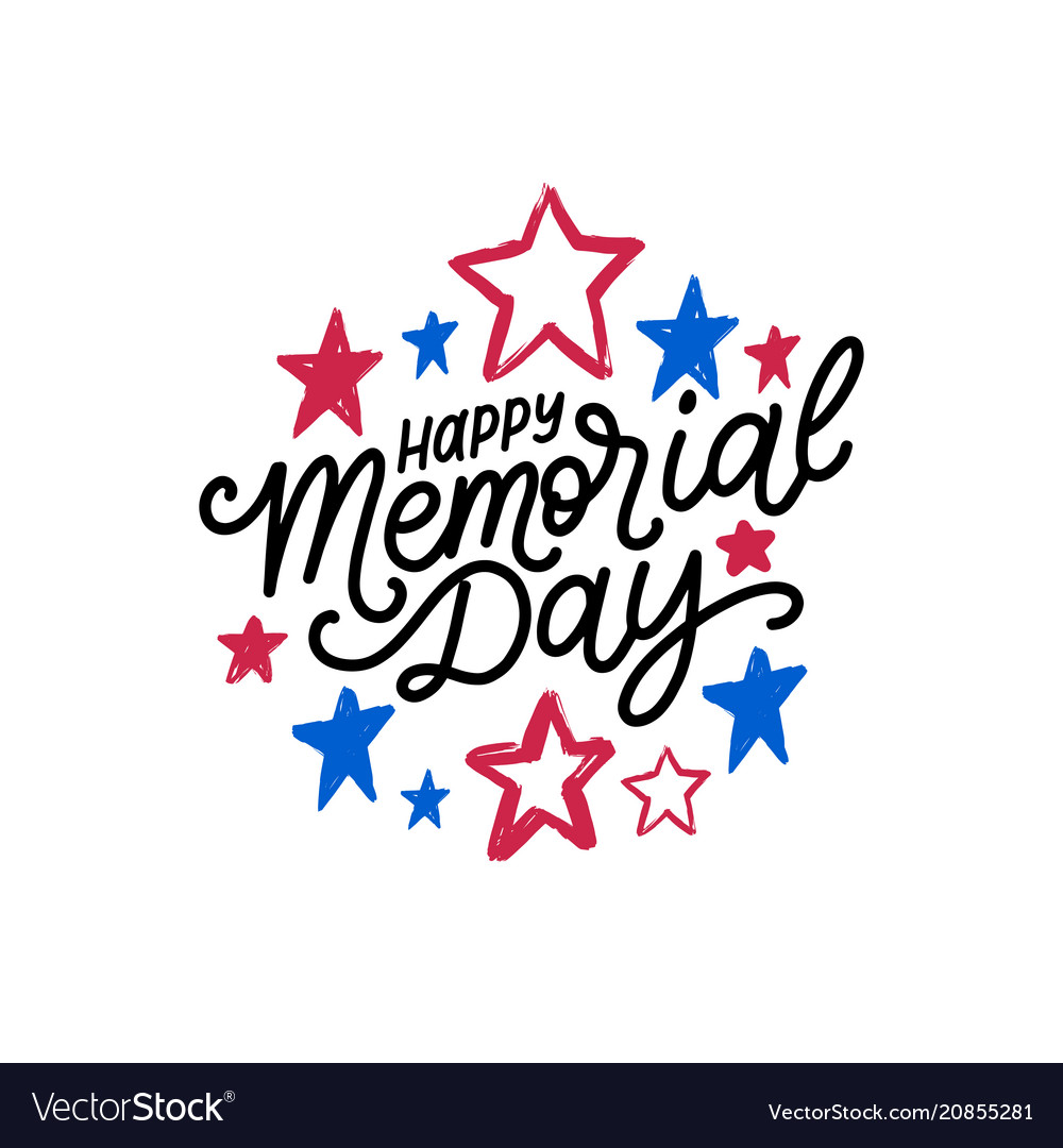 Happy memorial day handwritten phrase Royalty Free Vector