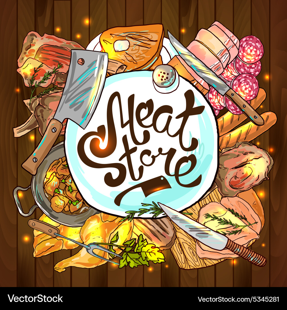 Meat store Royalty Free Vector Image - VectorStock