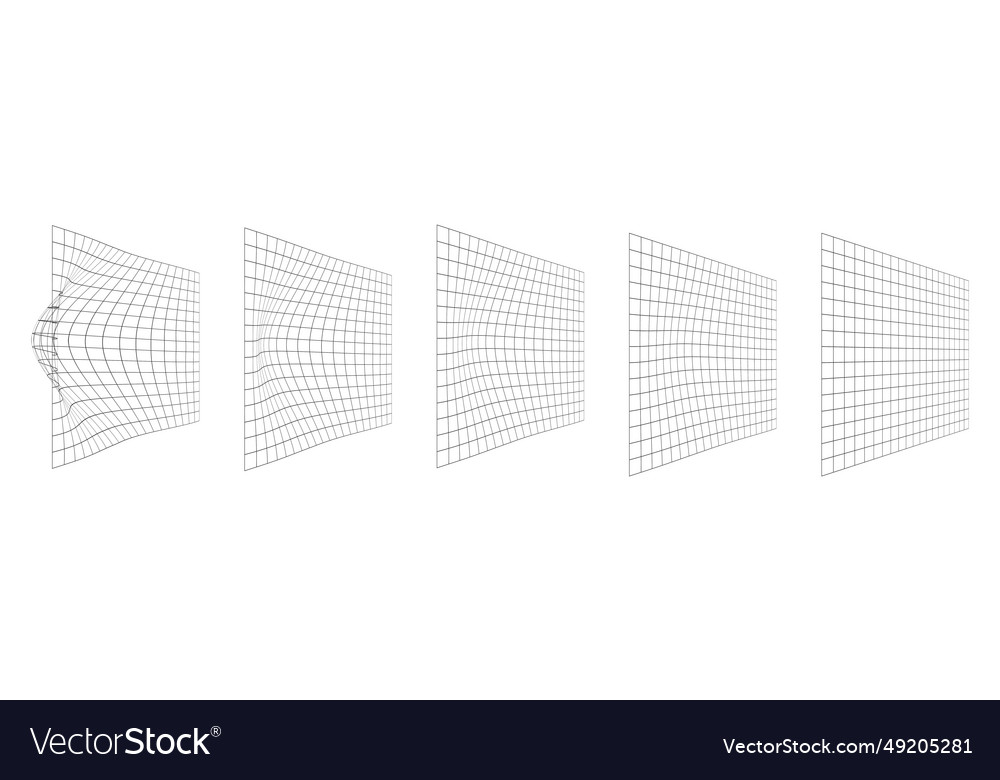 Process of grid distortion set mesh warped vector image Process of grid distortion set mesh warped