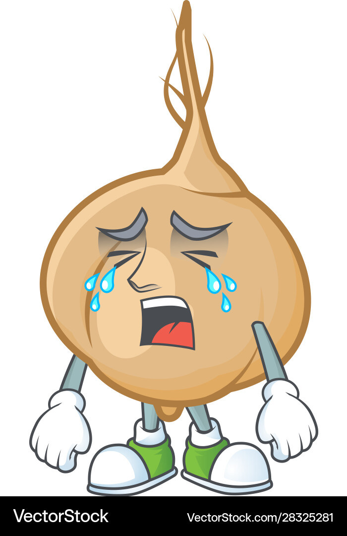 Sad crying jicama cartoon character design style Vector Image