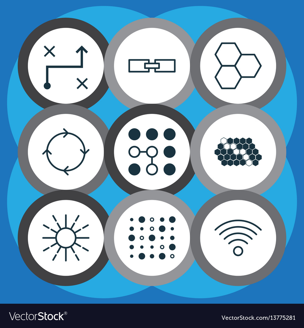 Set of 9 robotics icons includes variable vector image Set of 9 robotics icons includes variable