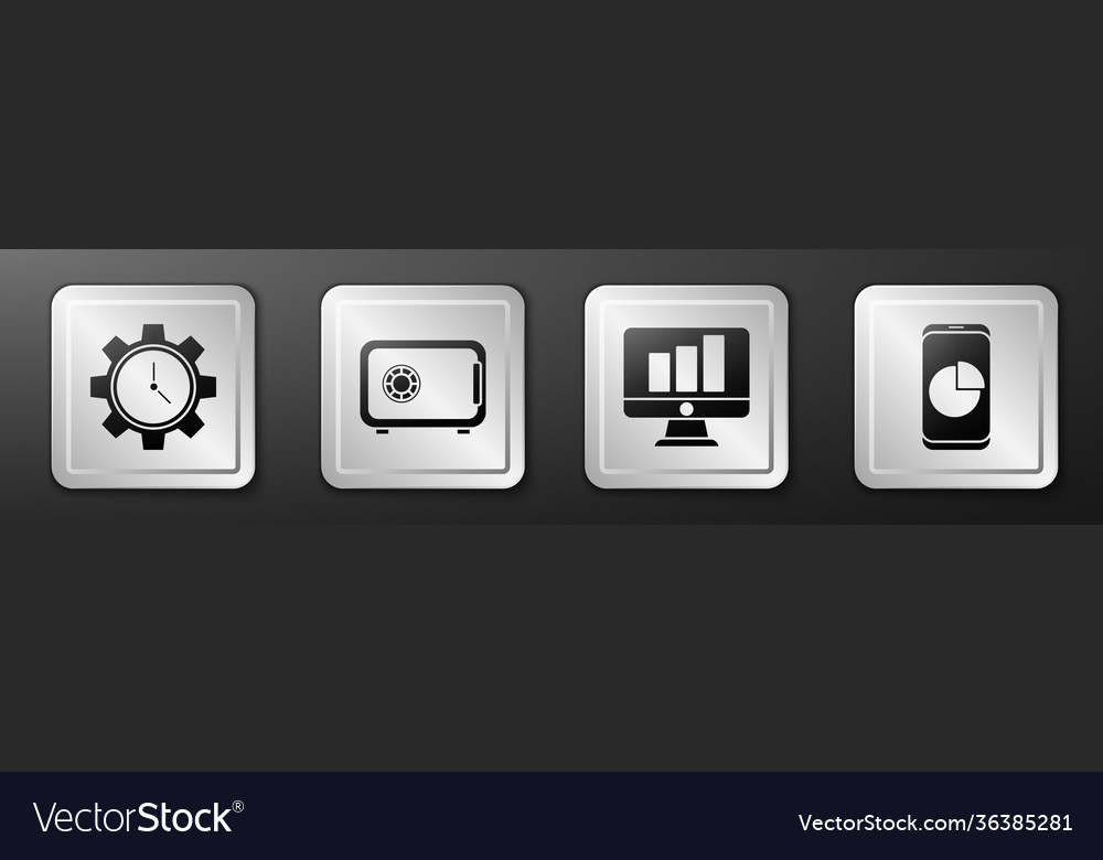 Set time management safe monitor with graph vector image Set time management safe monitor with graph