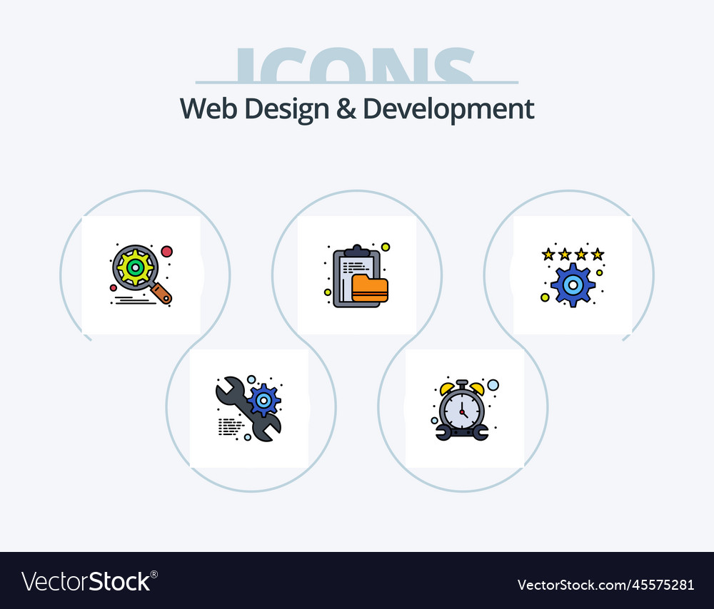Web design and development line filled icon pack