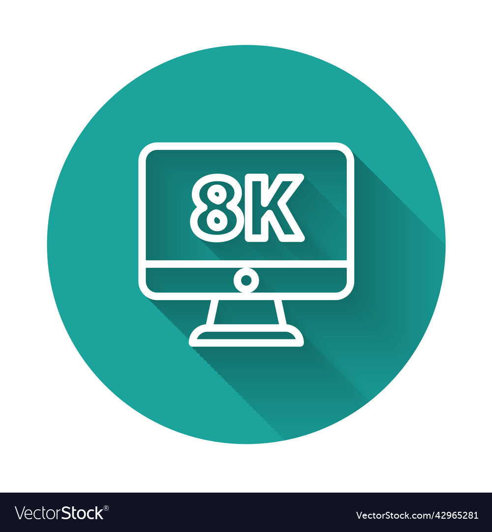 White line computer pc monitor display with 8k vector image White line computer pc monitor display with 8k