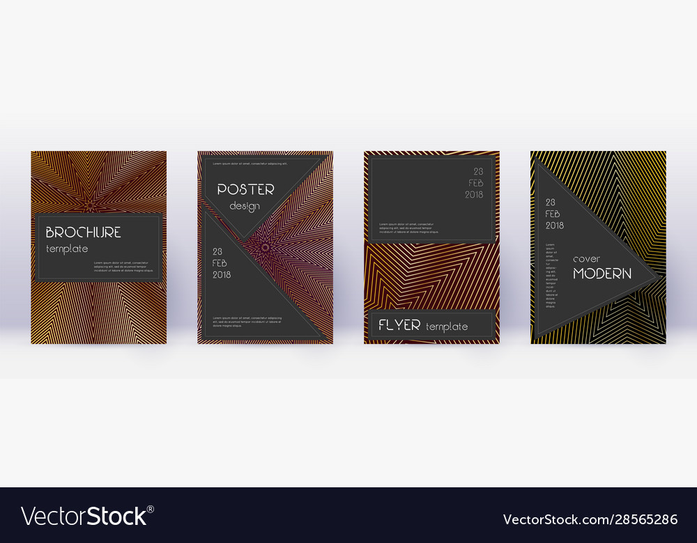 Black brochure design template set gold abstract Vector Image