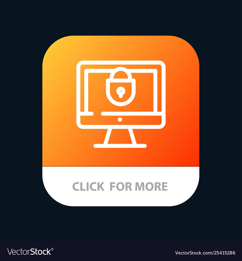 Computer internet lock security mobile app button vector image Computer internet lock security mobile app button