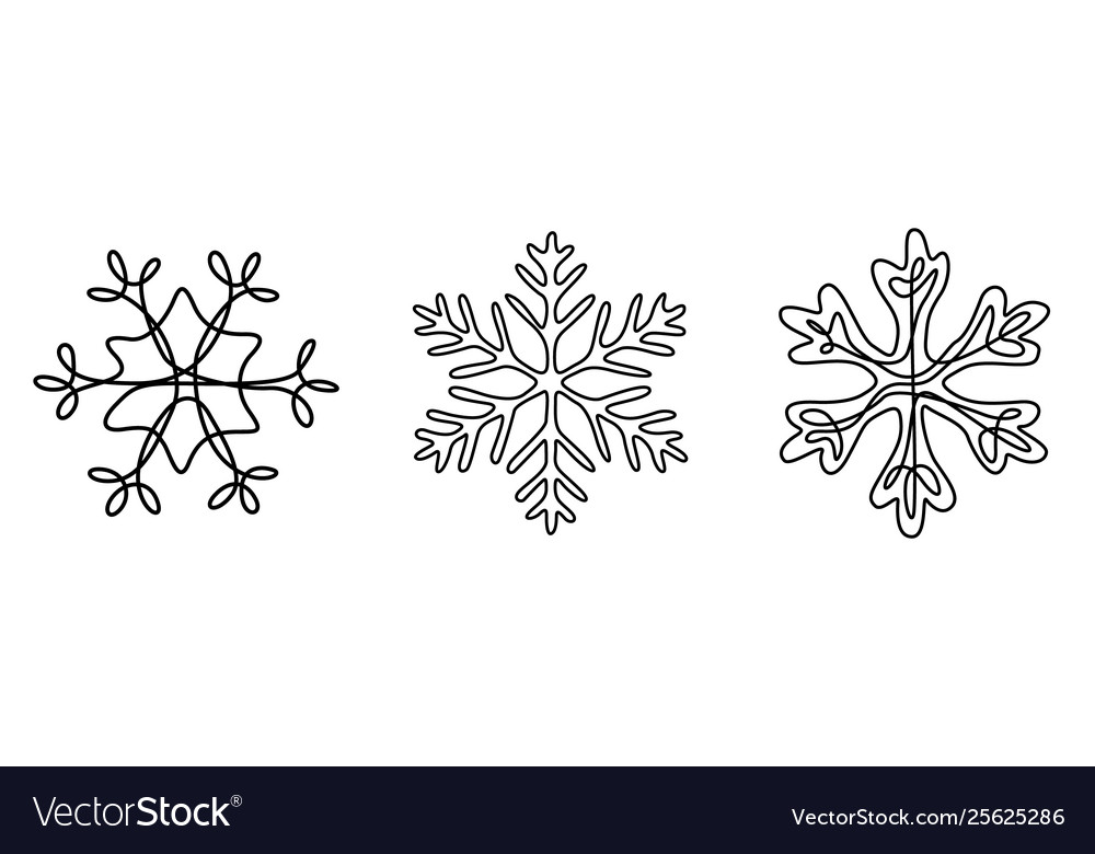 Continuous line drawing set snowflakes winter Vector Image