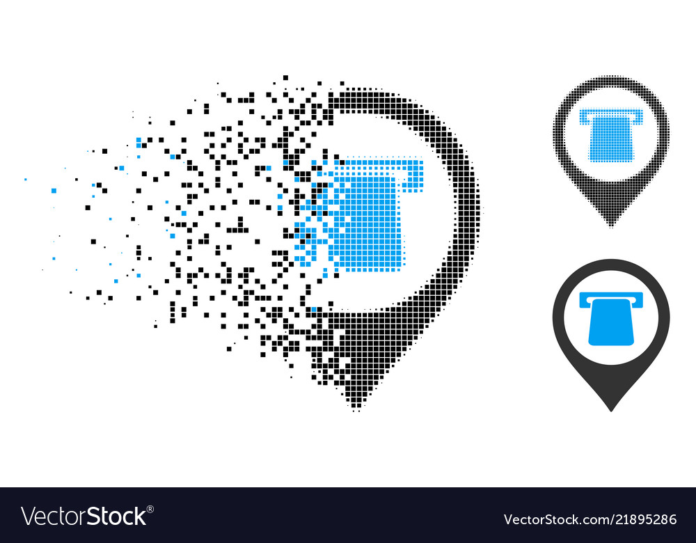 Dissipated dotted halftone atm map pointer icon vector image Dissipated dotted halftone atm map pointer icon