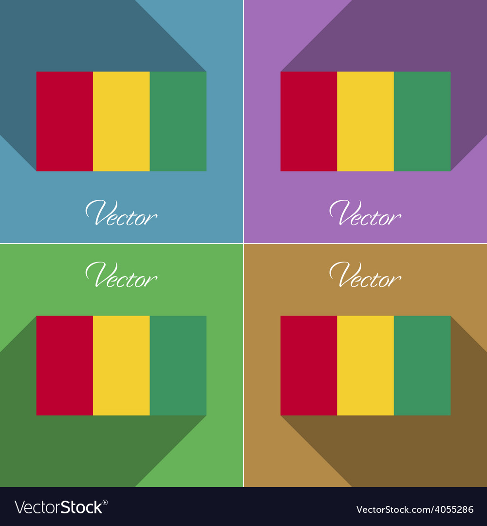 Flags guinea set of colors flat design and long