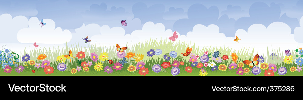 Herbaceous border panorama Royalty Free Vector Image